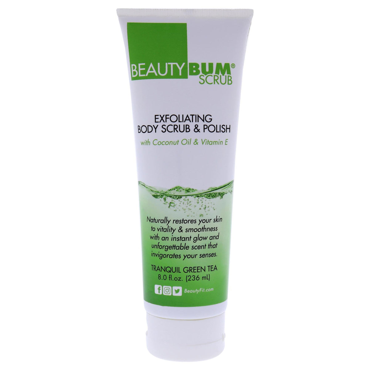 Beautyfit Beautybum Scrub - Exfoliating Body Scrub & Polish, Tranquil Green Tea, 8 Oz