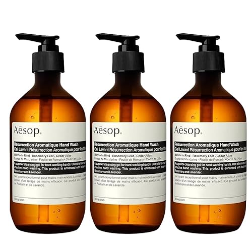 Aesop Resurrection Aromatique Hand Wash - Gentle Cleanser With Orange, Rosemary & Lavender Oils, 16.9 Oz (3 Pack