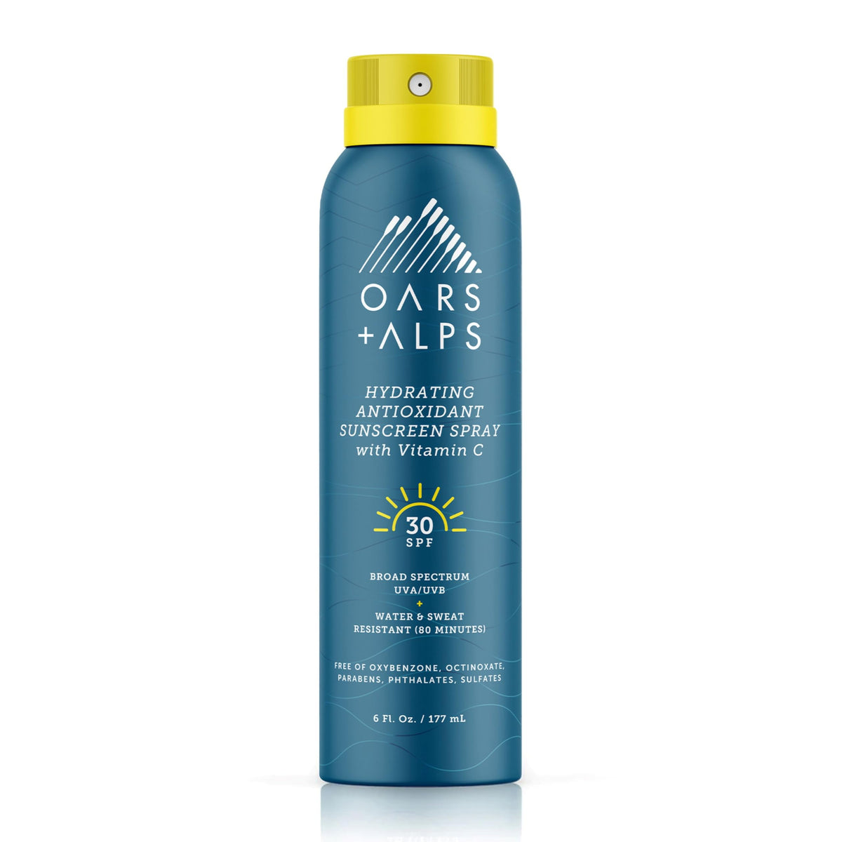 Oars + Alps Hydrating Spf 30 Sunscreen Spray, Vitamin C Infused, Water & Sweat Resistant, 6 Oz