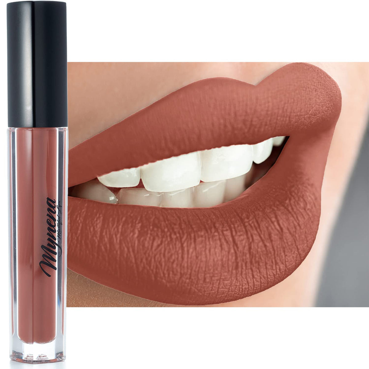 Mynena Terracota Brown Matte Lip Stain - Long Lasting, Kissproof, Waterproof, Paraben-Free