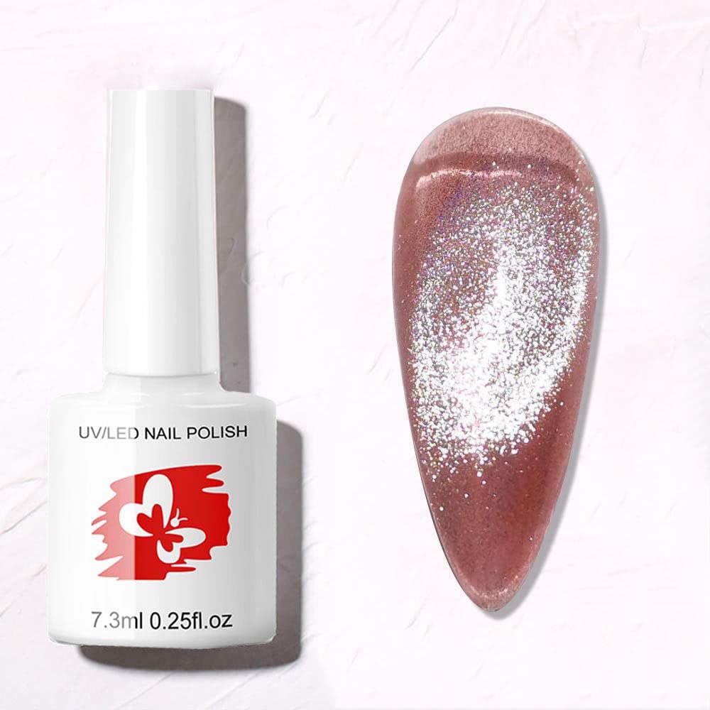 Major Dijit Cat Eye Gel Nail Polish - 9D Magnetic Bright Silver Glitter, 8Ml Soak Off Varnish