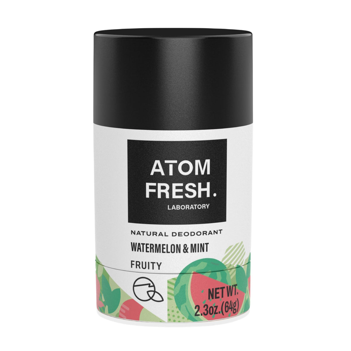 Atom Fresh Lab Natural Deodorant, Watermelon Mint, Aluminum Free, 2.3 Oz, Long-Lasting Odor