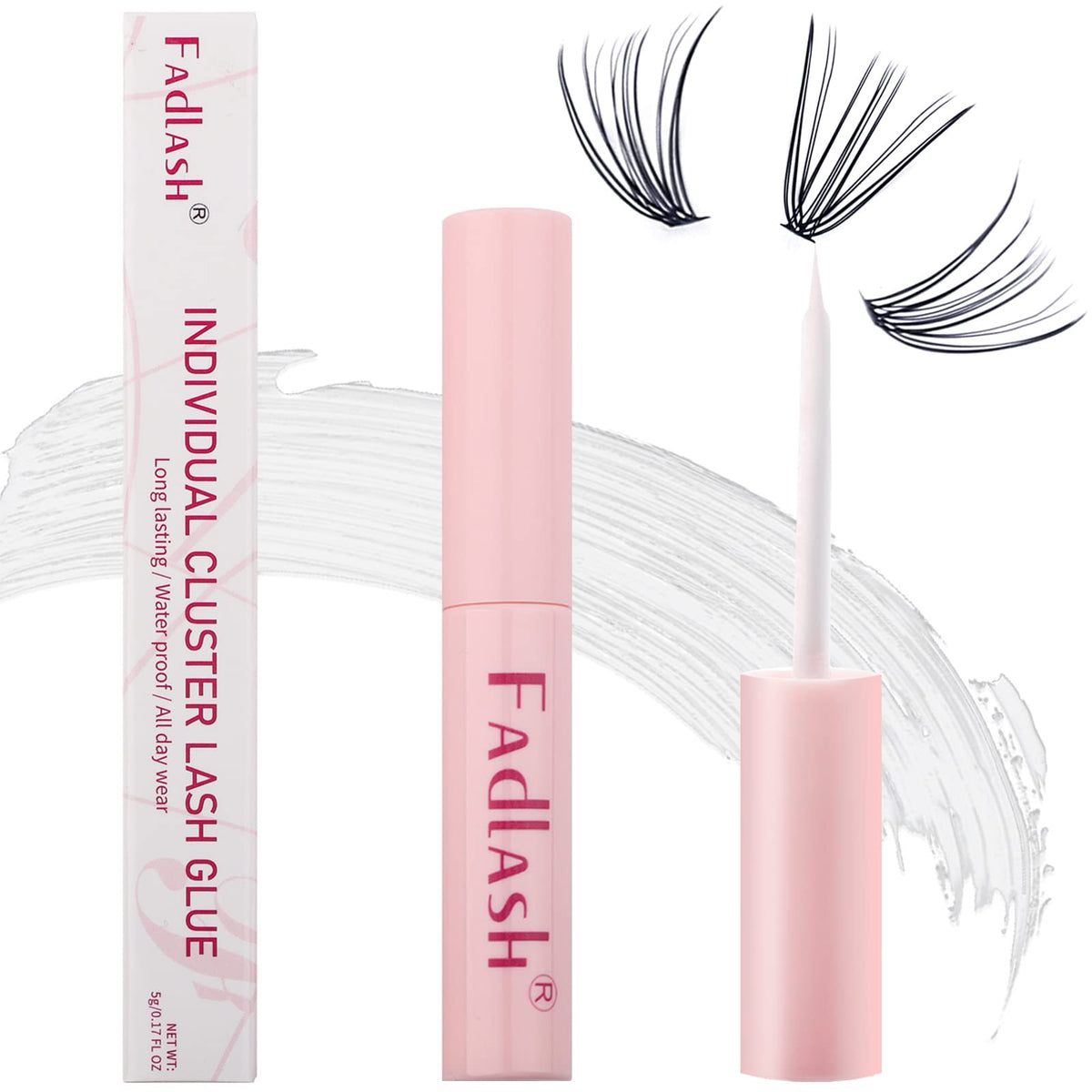 Fadlash Diy Lash Extension Kit - Waterproof Clear Glue For Sensitive Eyes, 48-72 Hours Hold