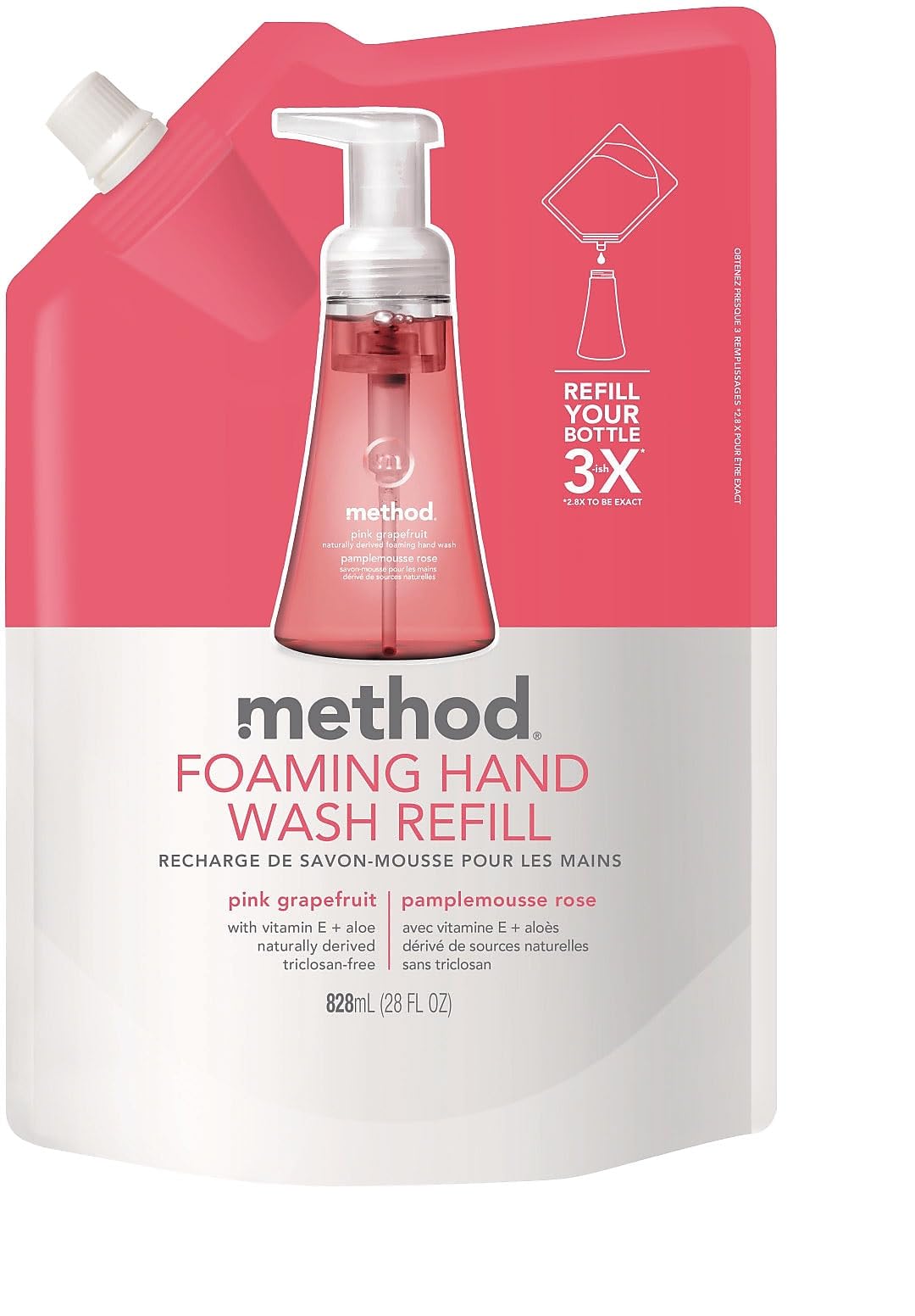 Method Foaming Hand Soap Refill, Pink Grapefruit, Biodegradable, 28 Fl Oz