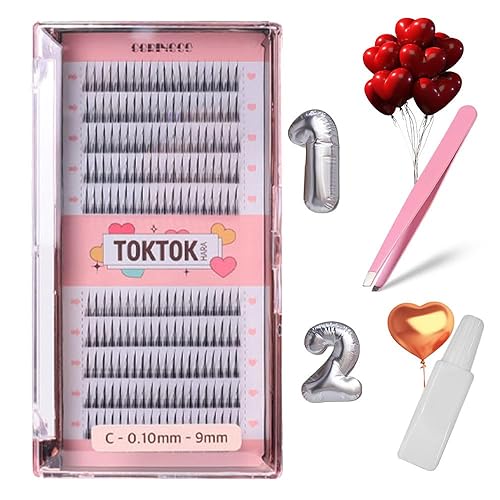 Coringco Bk False Eyelashes Extension Kit With Glue & Tweezers - 9Mm Individual Self Adhesive