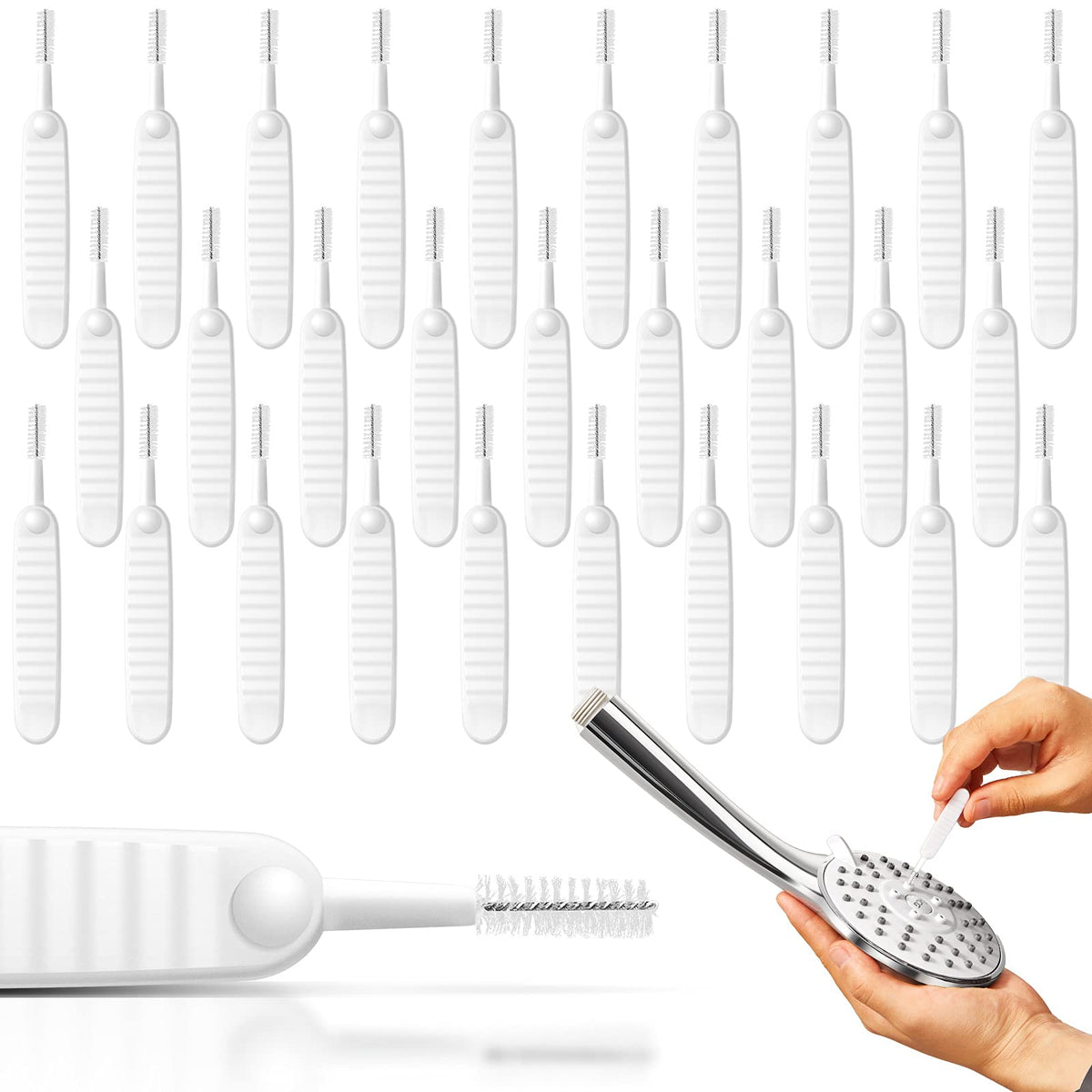 Didaey 30-Piece Shower Head Cleaning Brush Set, Anti-Clogging Multifunctional Tool, White