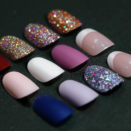 Teenitor Matte Press on Nails - 288pcs Acrylic False Nails, Short Round & Square, DIY Kit