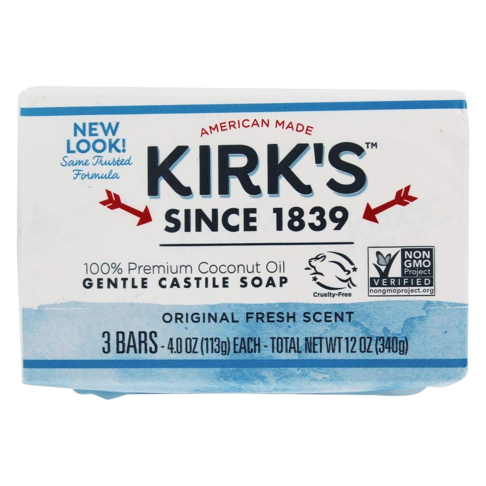 Kirk'S Coco Castile Soap - 3 Bars, 4 Ounce Each - Natural & Gentle Cleanser