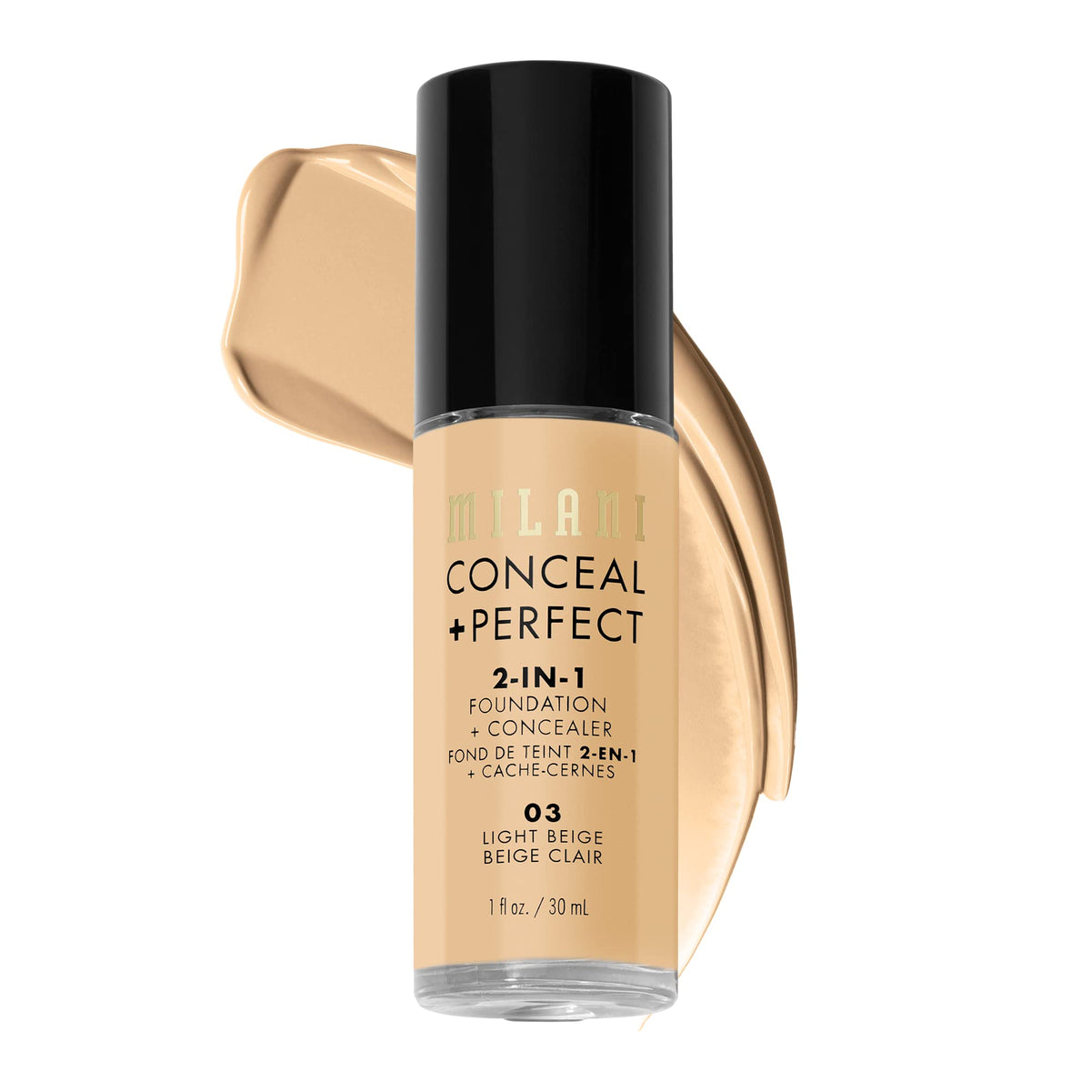 Milani Conceal + Perfect Liquid Foundation, Light Beige, 1 Fl Oz - Cruelty-Free, Medium-To-Full Coverage