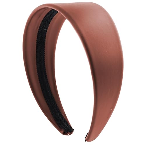 Motique Accessories Brown 2 Inch Leather Headband for Women & Girls - Stylish Hair Band