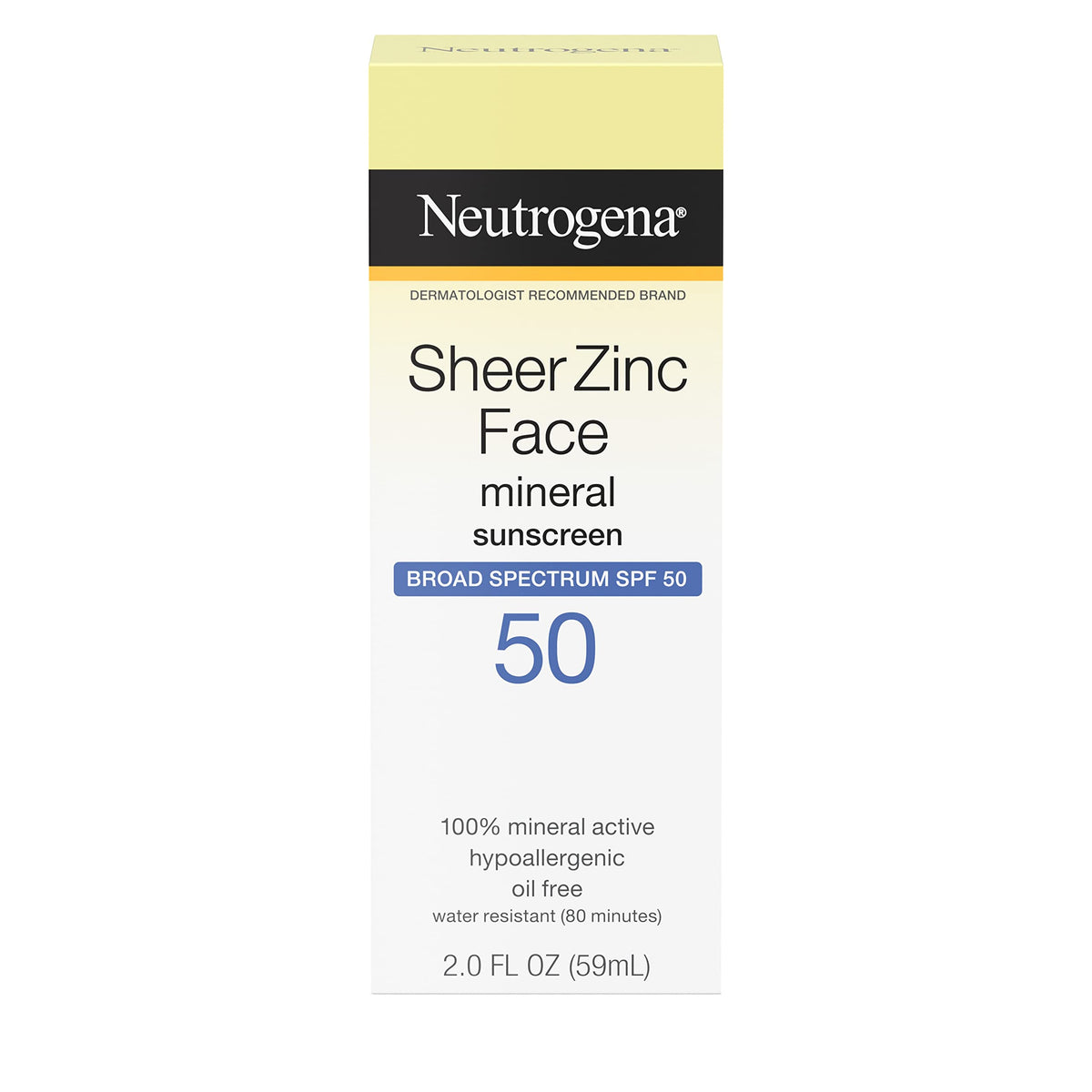 Neutrogena Sheer Zinc Oxide Spf 50 Face Sunscreen Lotion, Oil-Free, 2 Fl. Oz, Hypo