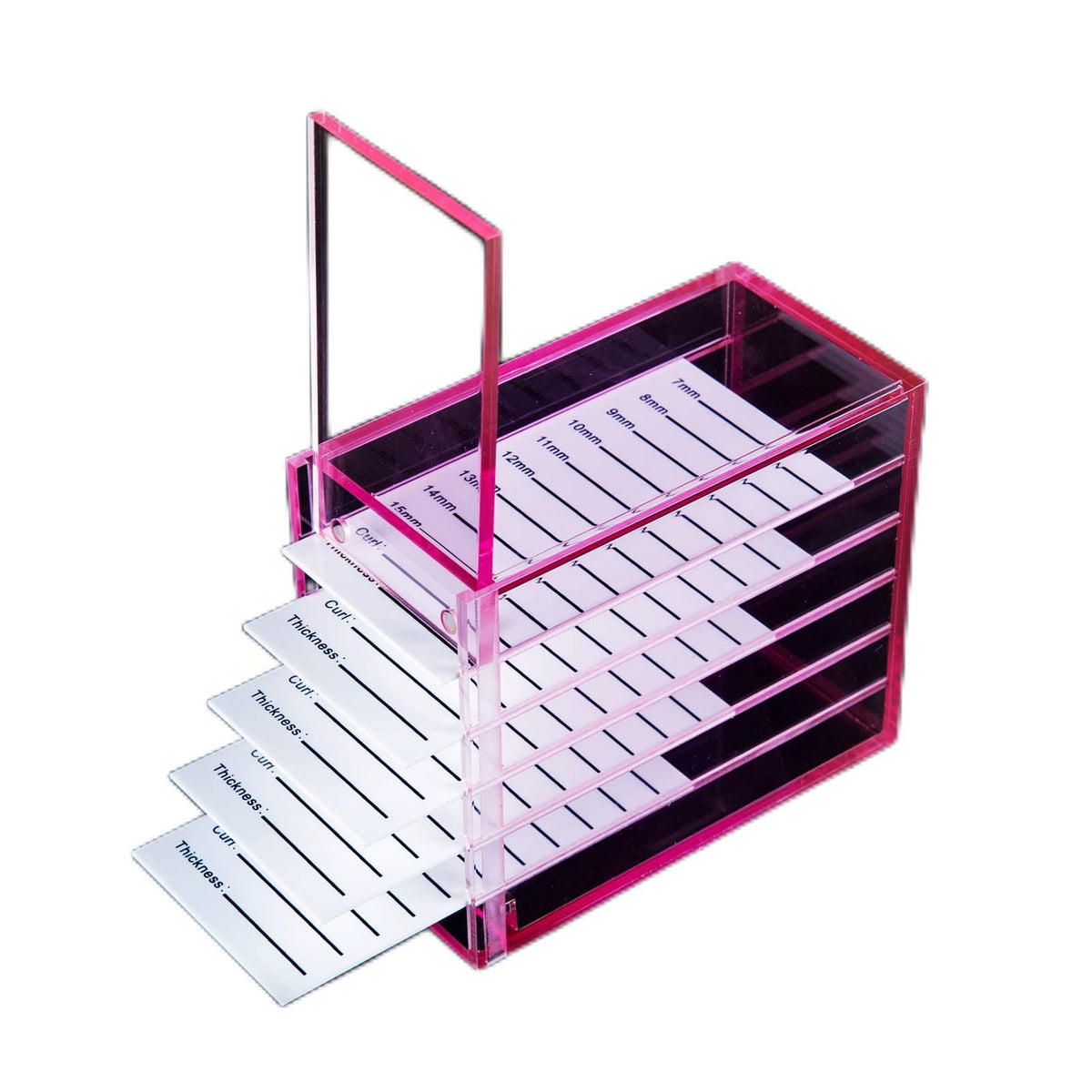 Olachikko Pink Acrylic 5-Layer Lash Organizer With Magnet Cover For Lash Extensions