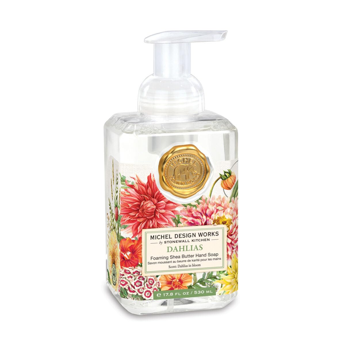 Michel Design Works Foaming Hand Soap, 17.8Oz, Dahlias Scent, Shea Butter & Aloe Vera