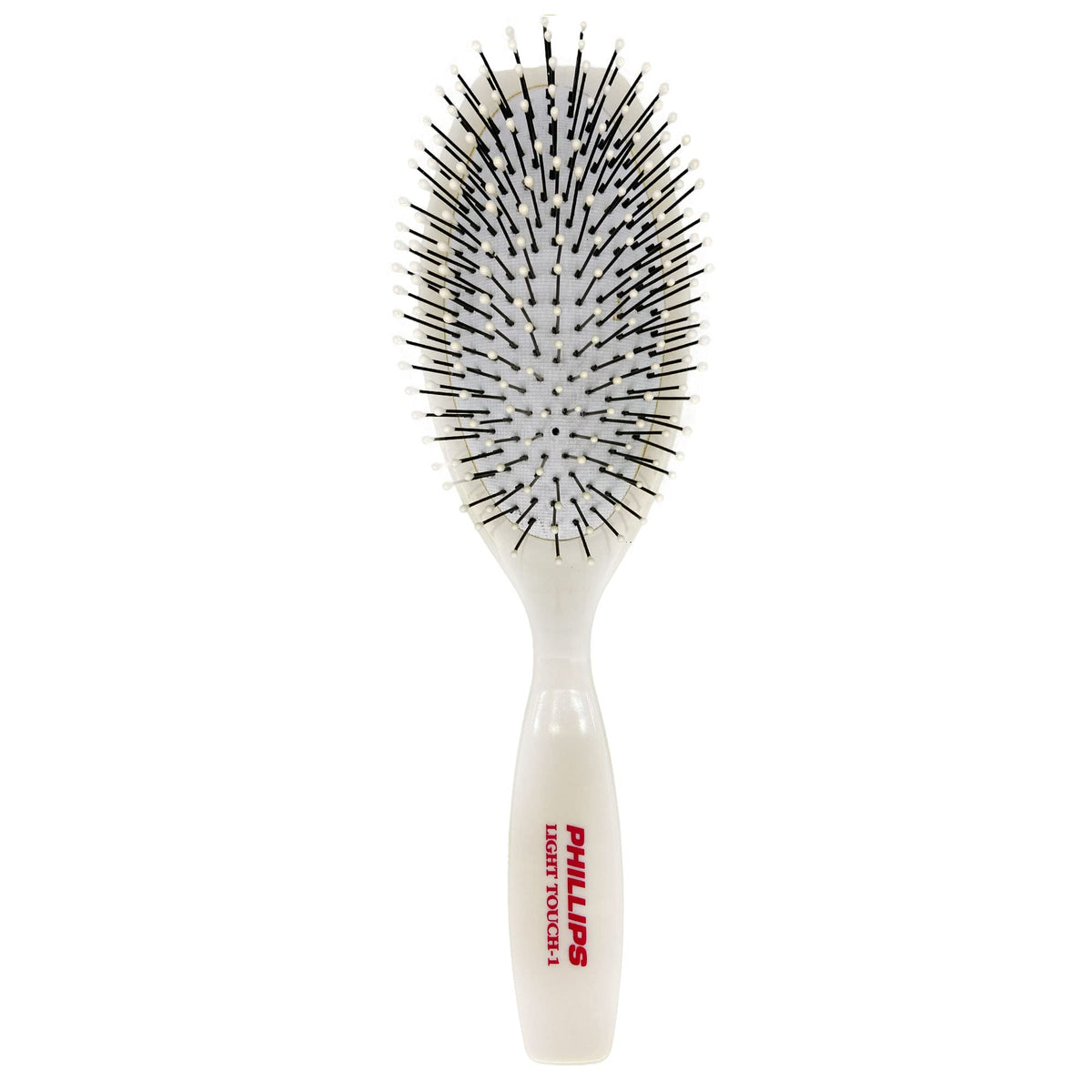 Phillips Brush Co Light Touch Oval Cushioned Brush, Nylon Bristles, Contoured Handle, Ivory