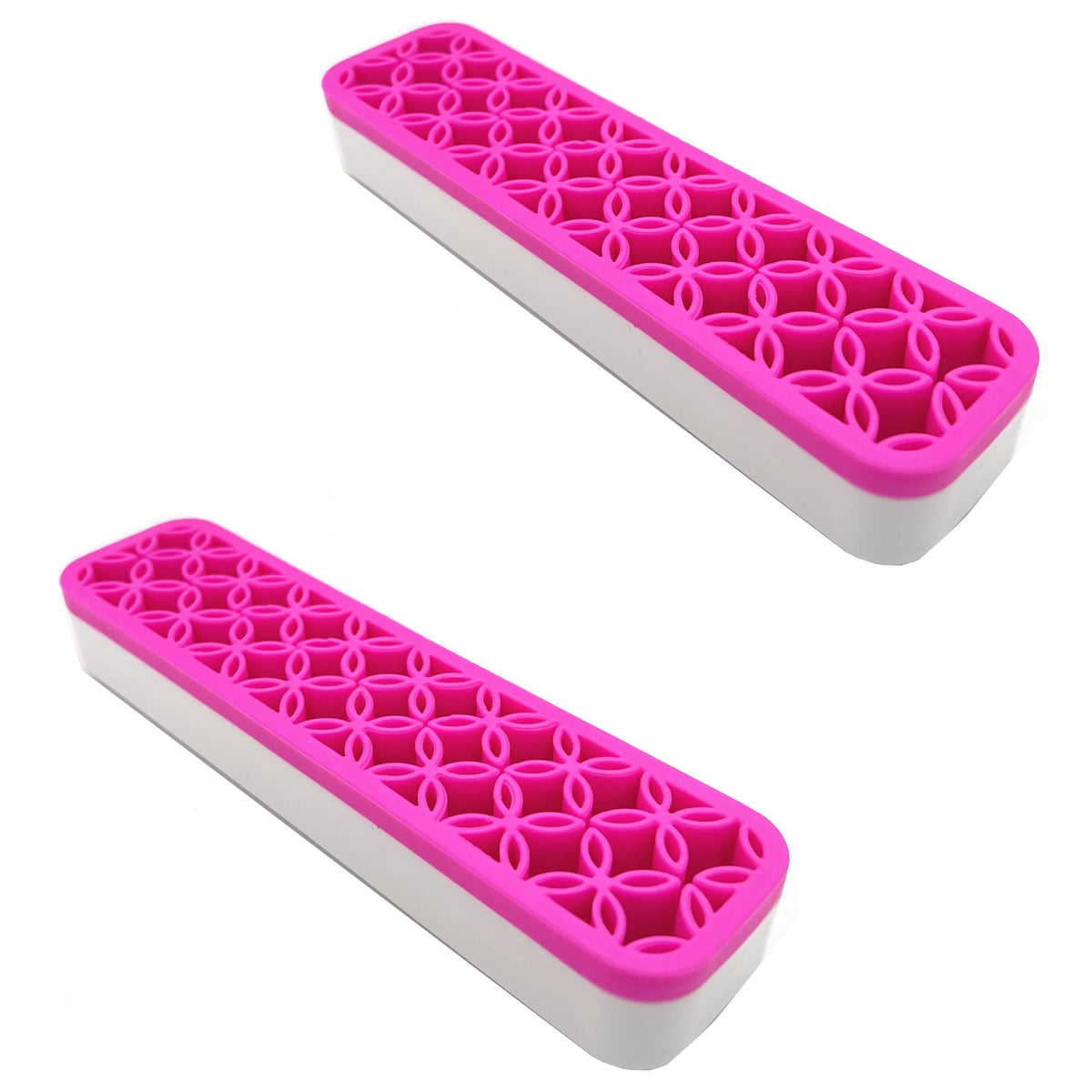 TANG SONG Pink Silicone Makeup Brush Holder - 2 PCS Rectangular Cosmetic Storage Box