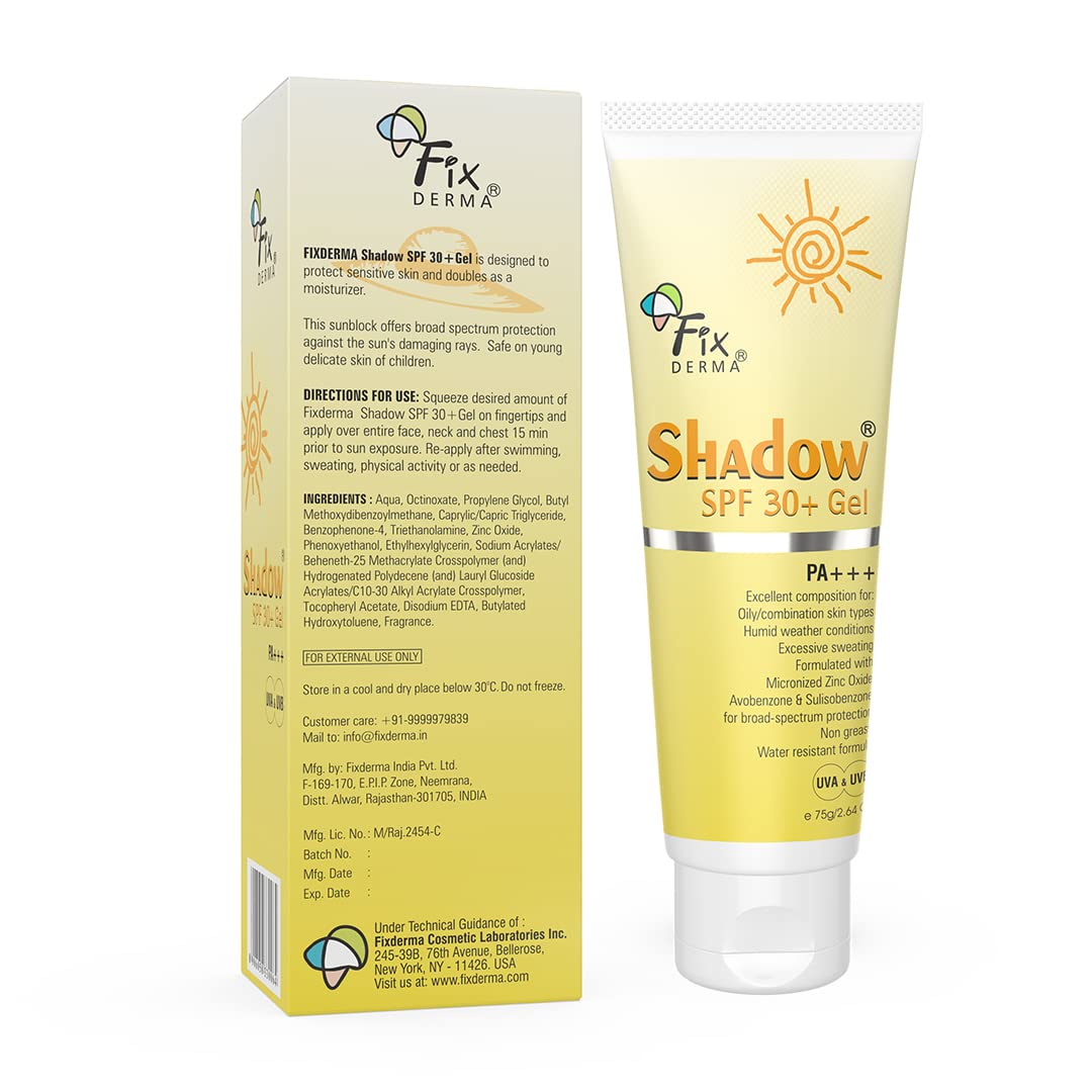 Fixderma Shadow Spf 30+ Gel - Broad Spectrum Uva/Uvb, Water Resistant, Non-Greasy, 2.