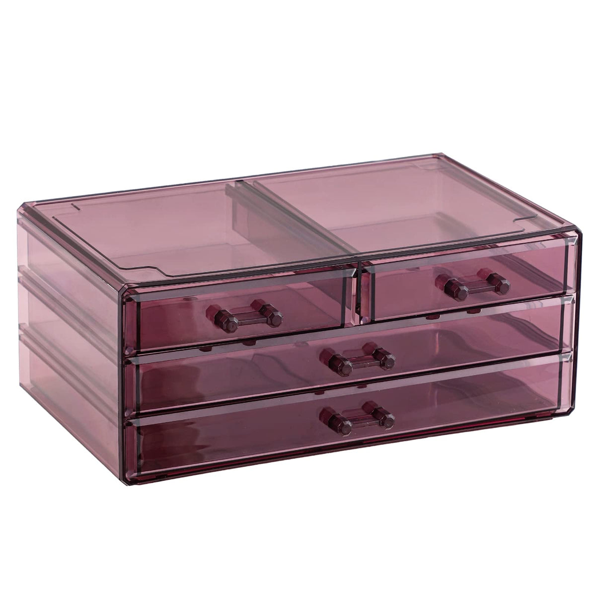 Cq Acrylic Purple Makeup Organizer With 4 Drawers - Stackable Storage For Beauty & Skincare