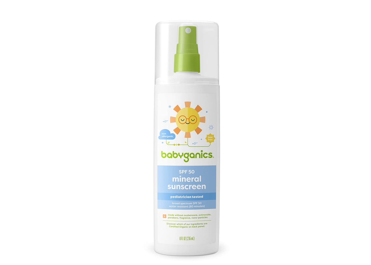 Babyganics Spf 50 Mineral Sunscreen Spray, Unscented, 8Oz - Water Resistant, Uva/Uvb Protection