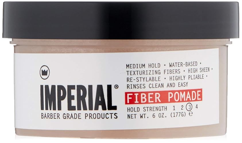 Imperial Barber Fiber Pomade - Medium Hold, Water-Based, High Sheen, 6 oz for Men’s Hair Styling