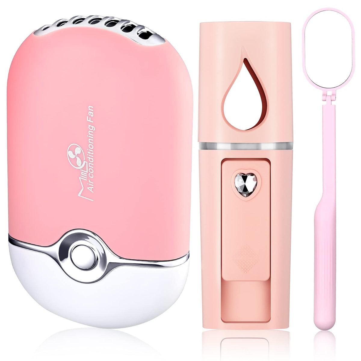 Honoson 3 Pcs Nano Mister & Usb Lash Fan Dryer For Eyelash Extensions, Pink Heart Style