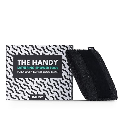 Ballsy Handy Shower Tool Sponge - Exfoliating Design For Extra Suds, 1 Count, Black