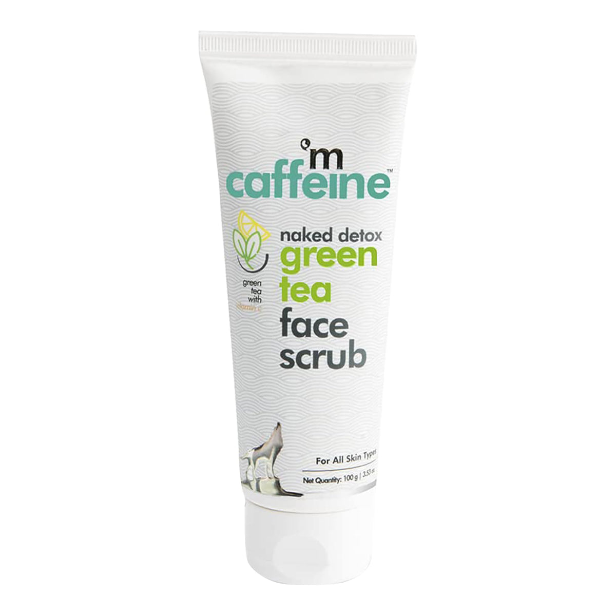 mCaffeine Naked Detox Green Tea Face Scrub - Walnut Granules for Pore Cleaning, 3.52 oz