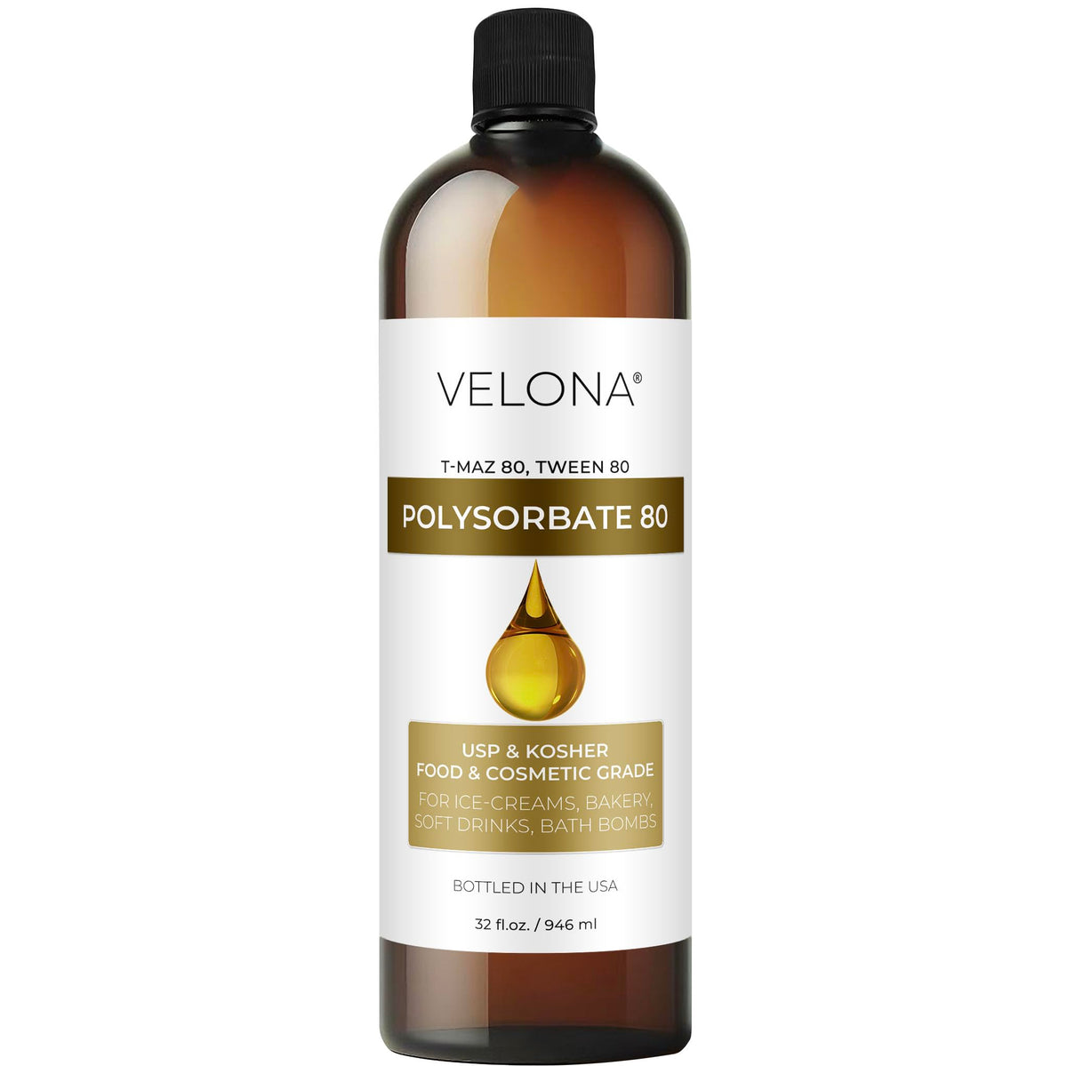 Polysorbate 80 By Velona - 32 Fl Oz, Food & Cosmetic Grade Solubilizer For Cooking & Skin Care