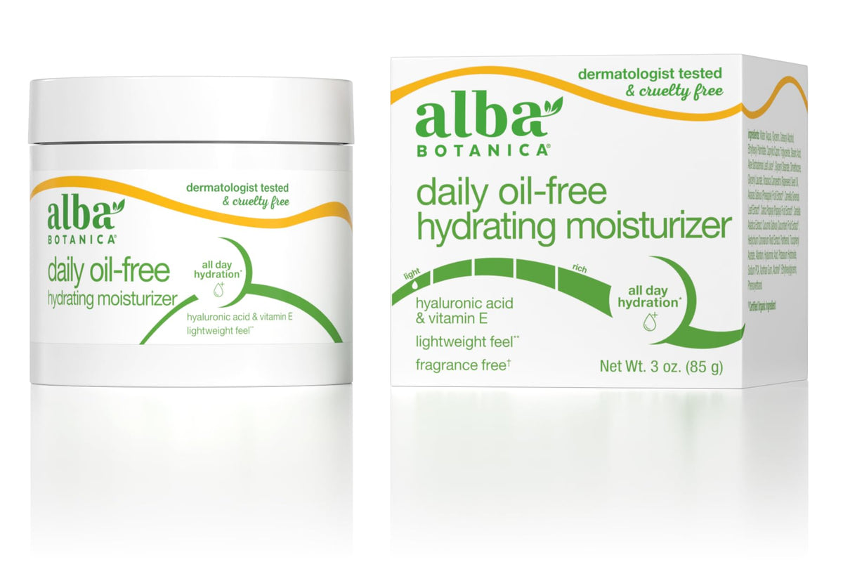 Alba Botanica Daily Oil Free Hydrating Moisturizer With Hyaluronic Acid & Vitamin E, 3 Oz