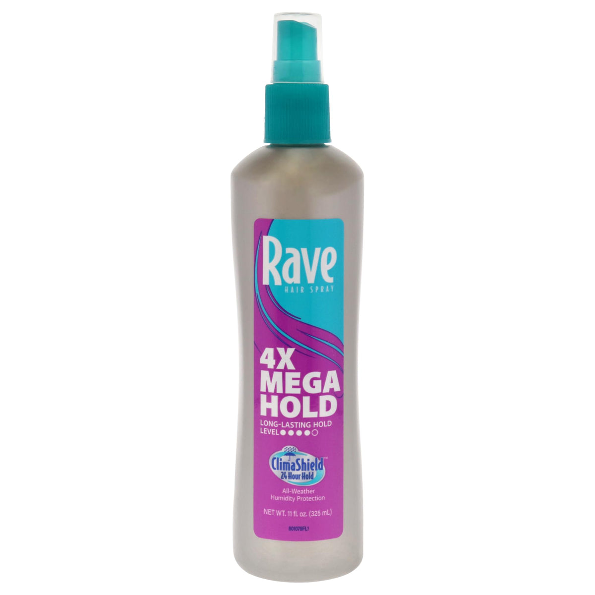 Rave Hair Spray 4X Mega Non-Aerosol, Unscented, 11 Fl Oz - Strong Hold, Multi-Use