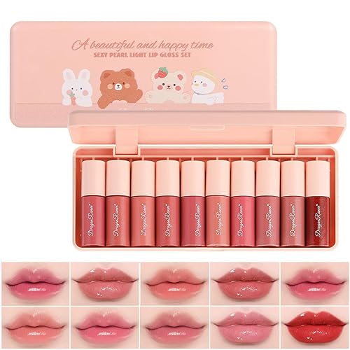 Lingyun 10 Colors Liquid Tint Stain - Korean Moisturizing Lip Gloss, Long-Lasting & Non-Stick Cup