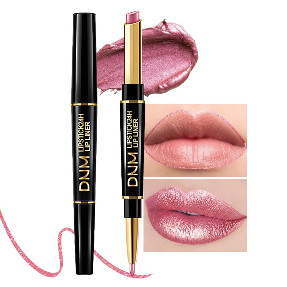 Hhltoh 2 In 1 Light Pink Matte Lip Liner & Lipstick - Waterproof Long-Lasting Makeup Gift Set