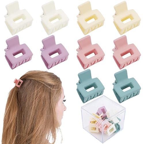 AHONEY 10Pcs Mini Matte Hair Clips for Women, Tiny Claw Clips in Morandi - Gift Box Included