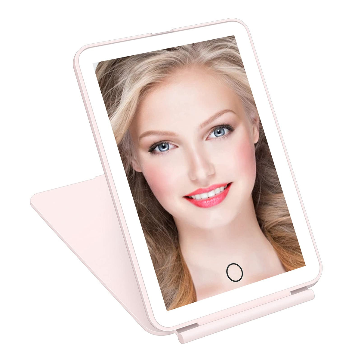 Deweisn Led Makeup Mirror - Compact, Dimmable Lighted Vanity Mirror, Rechargeable, Pink