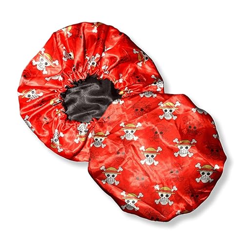 Crown Large Silky Satin Bonnet With Elastic Band - Red Crimson, One Size, Soft Material