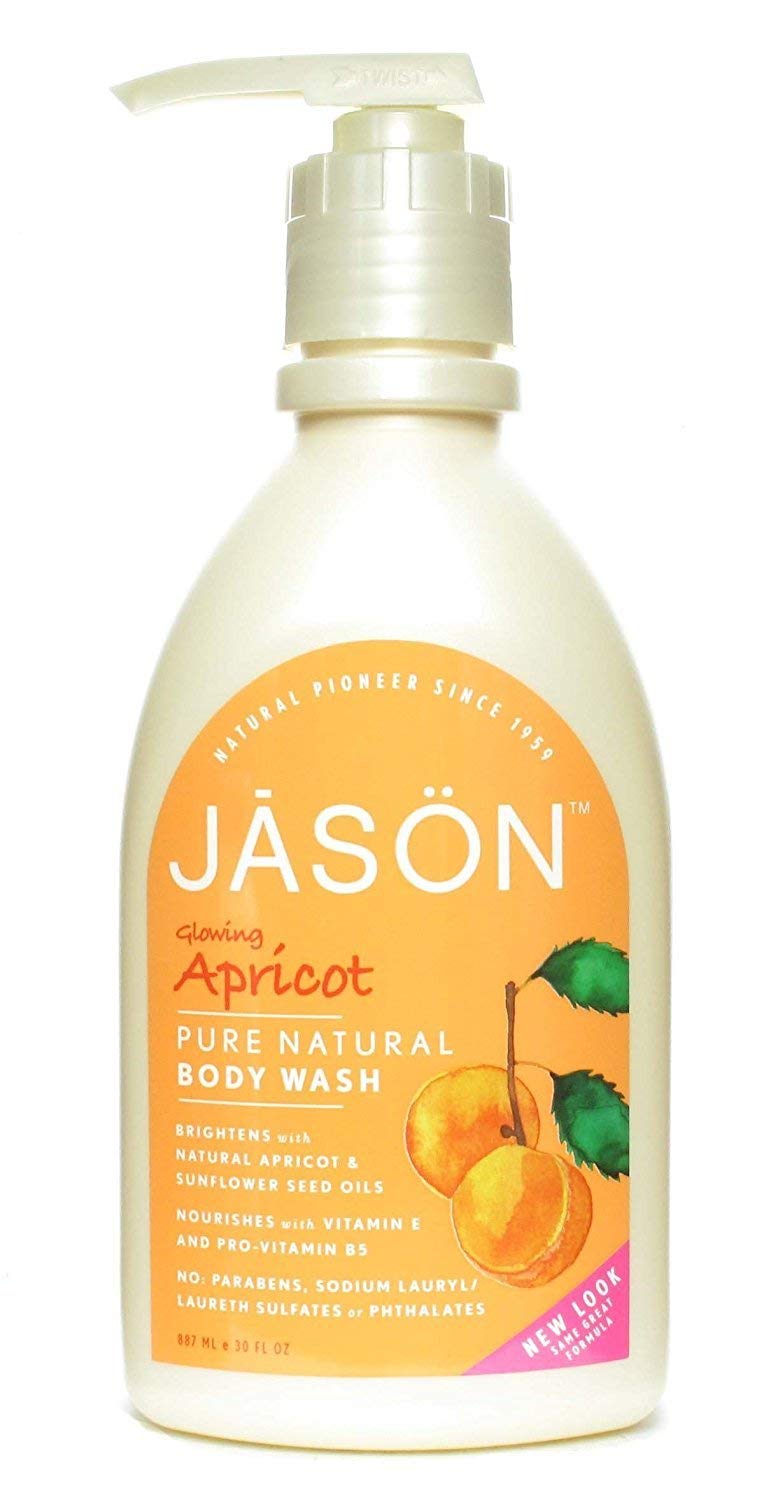 Jason Body Care Pure Natural Body Wash, Glowing Apricot, 30 Oz, 8 Count Pack