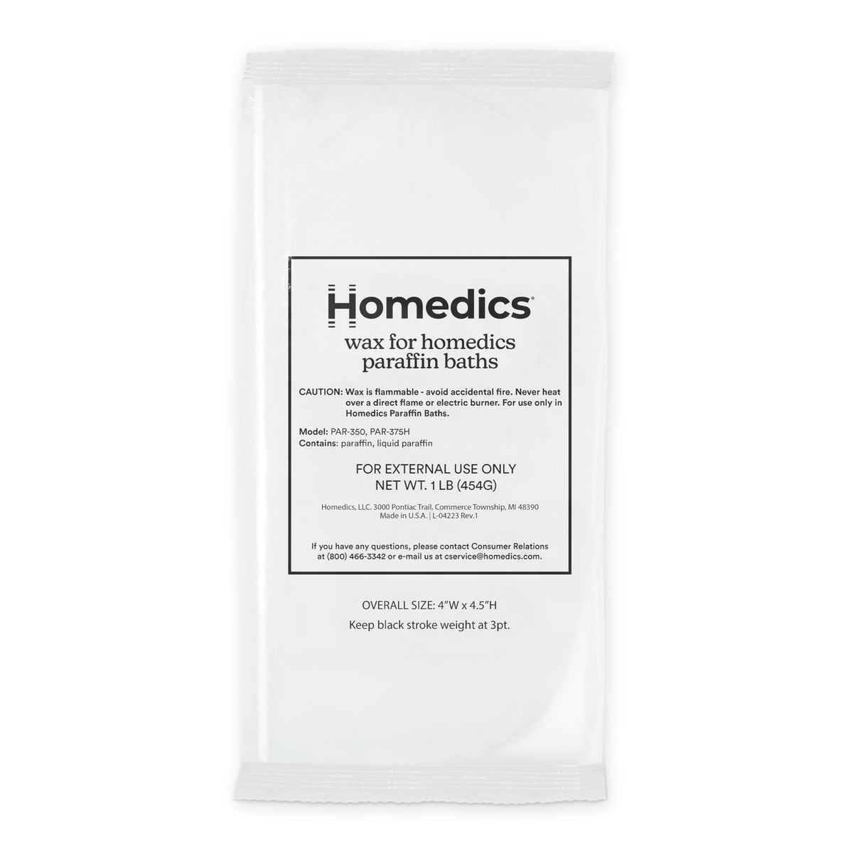 Homedics Paraspa Unscented Paraffin Wax Refill, 2-Pack, 100% Pure, 16 Oz Each,