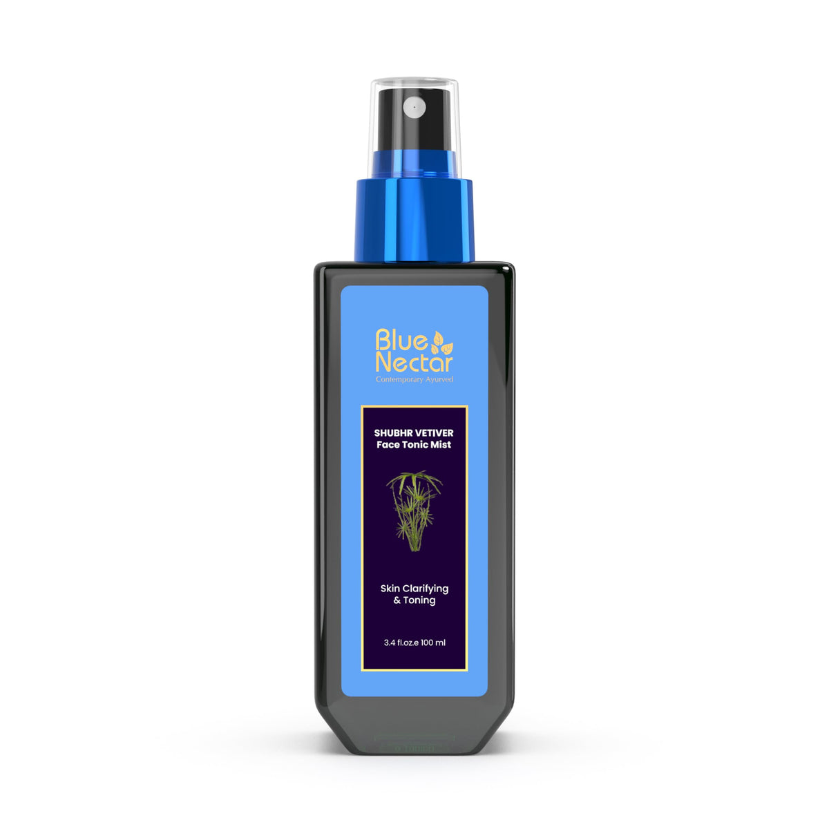 Blue Nectar Vetiver Toner Water - Alcohol & Chemical Free Calming Face Mist, 3.4 Fl Oz