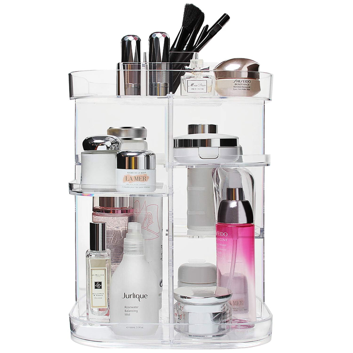 Boxalls 360° Rotating Makeup Organizer - Clear Carousel With 5 Layers, Large Capacity, Square Shape