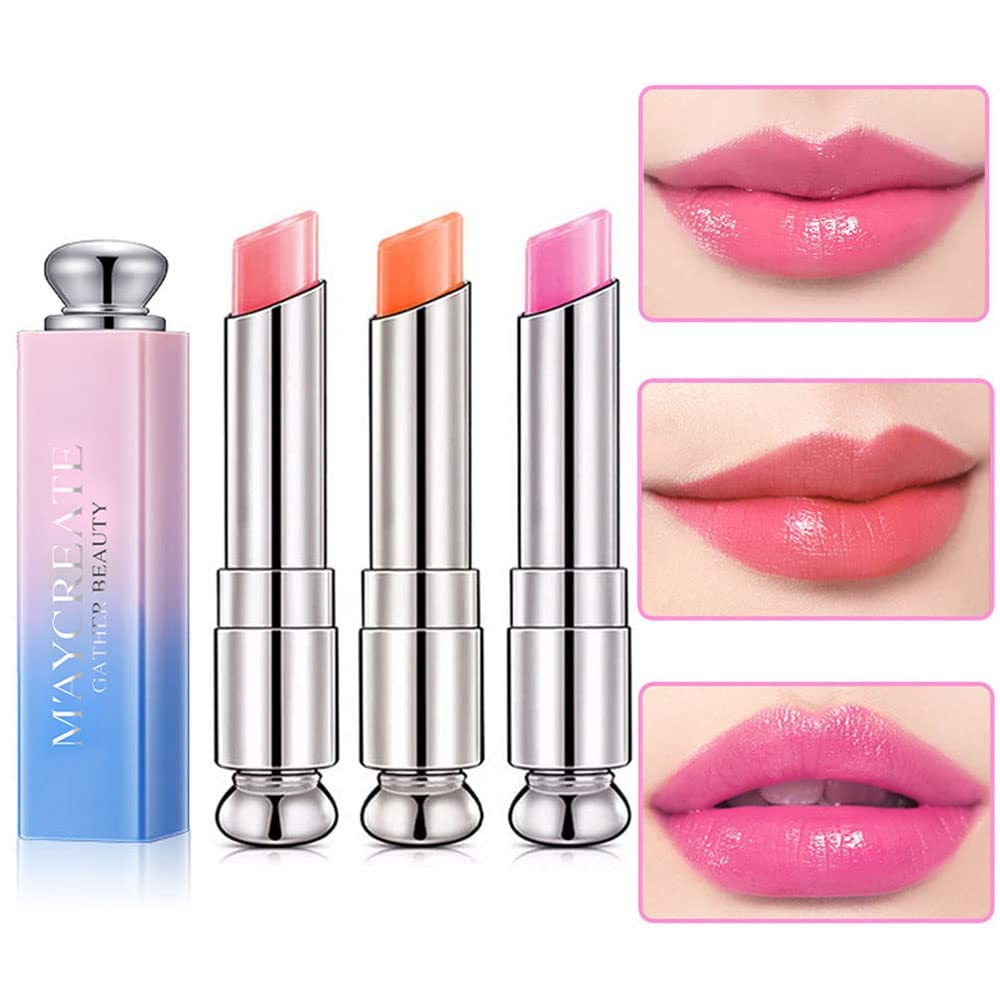 Haoya 3 Pcs Color Changing Lipstick Set - Long Lasting Moisturizer Tinted Balm For Women