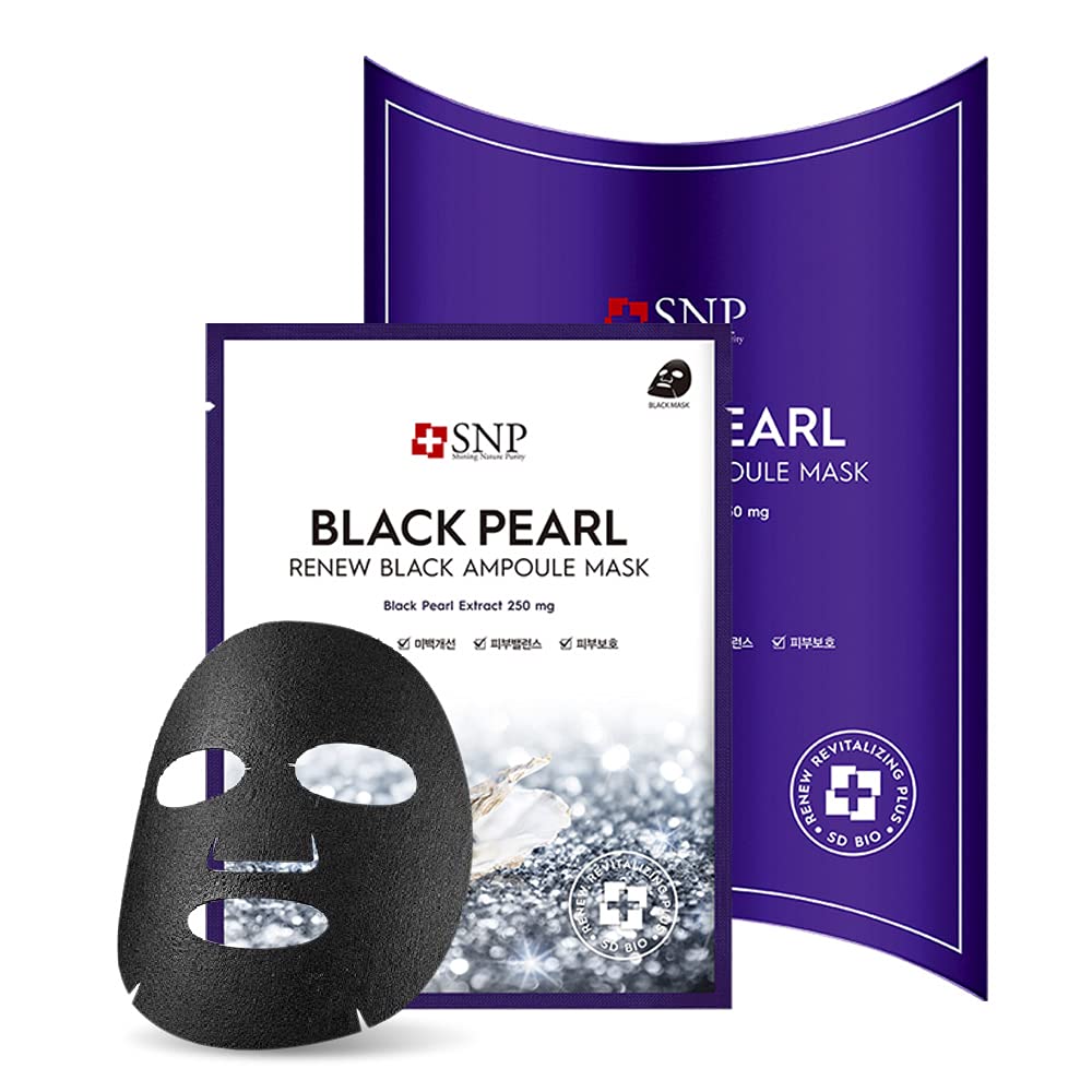 Snp Black Pearl Renew Ampoule Mask - Restoring & Rejuvenating For Oily Skin - 11 Sheets