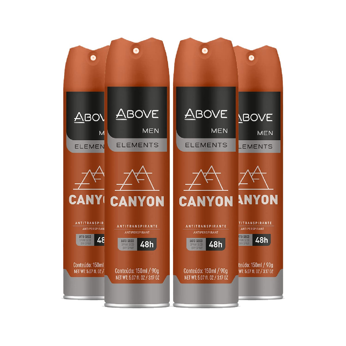 Above Canyon Antiperspirant Deodorant Set For Men - 48 Hours Protection, Alcohol Free, 4-Pack