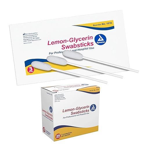 Dynarex Lemon-Glycerin Swabsticks, 75 Count - Soothes And Refreshes Dry Mouth