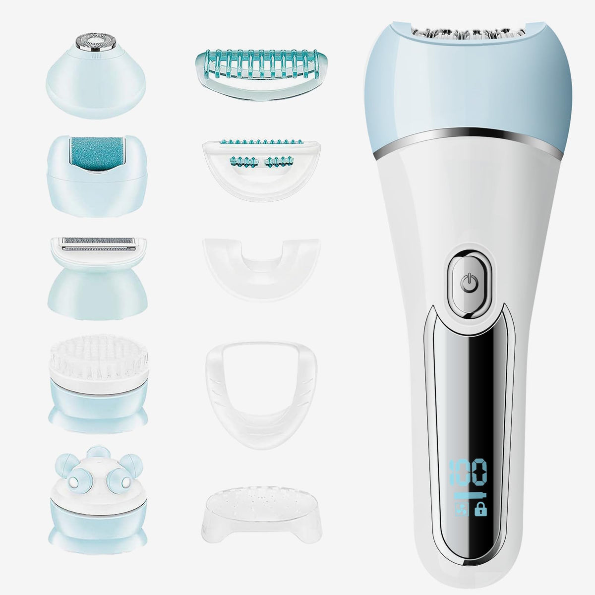 Lihobi 6-In-1 Waterproof Epilator For Women - Hair Removal, Shaver, Facial Brush & Massager