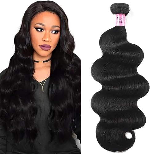 UNice Brazilian Body Wave 16&quot; Human Hair Extensions, 100% Unprocessed Virgin, Natural Black