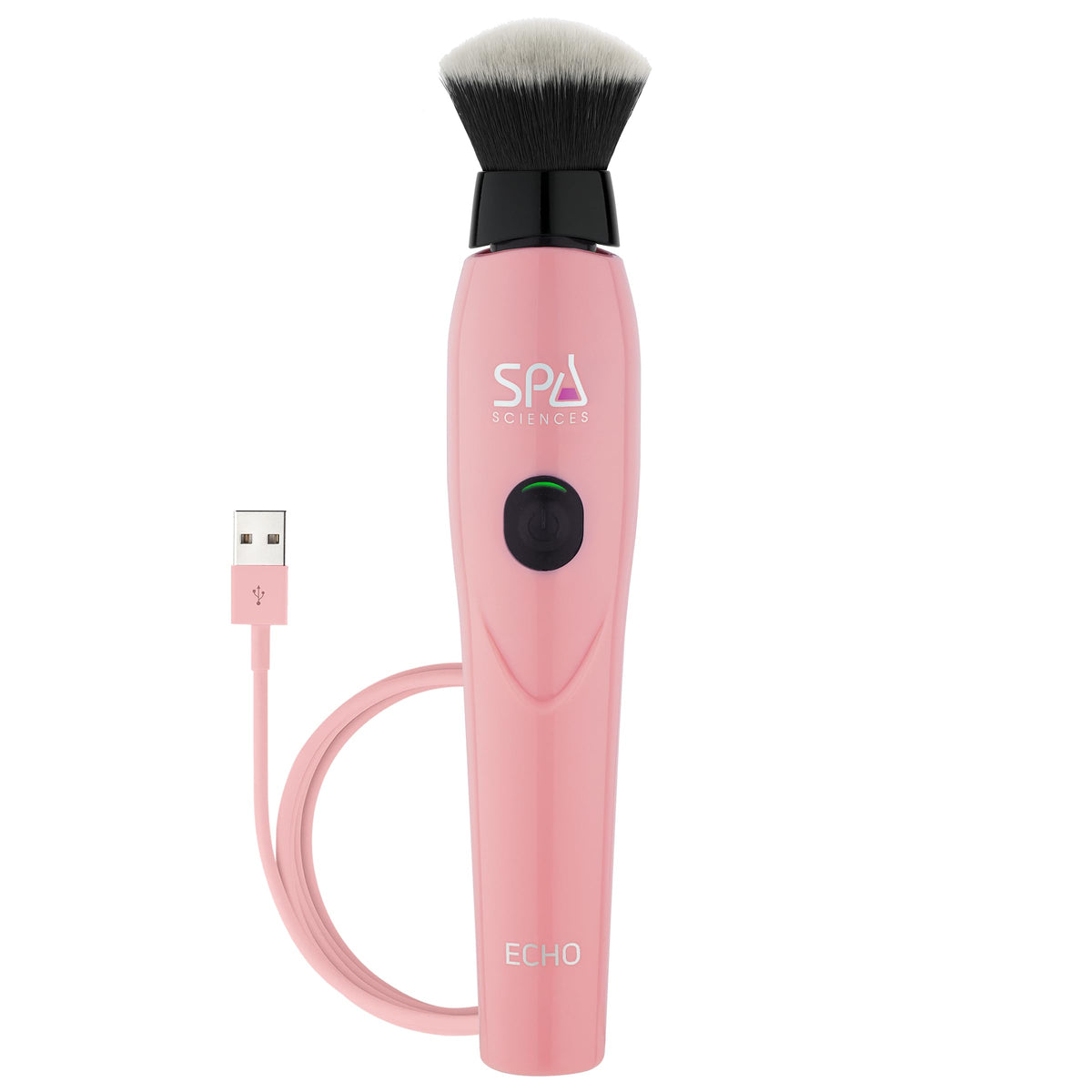 Spa Sciences Echo Makeup Brush - Flawless Blending & Contouring, Rechargeable, 3 Speeds, Pink