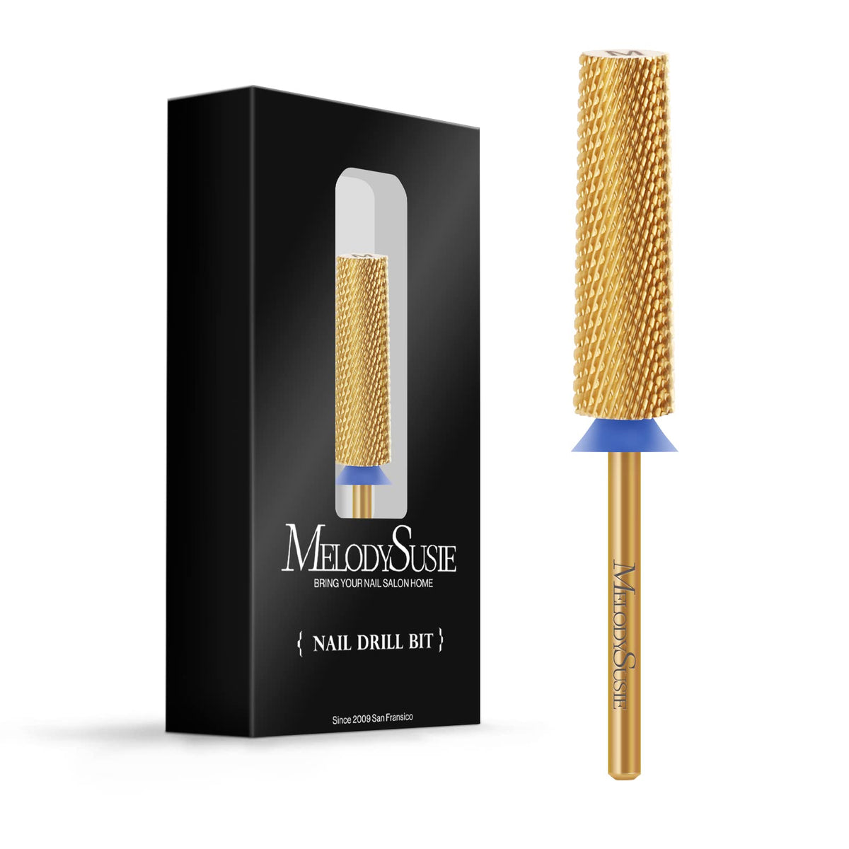 Melodysusie Gold Tapered Nail Drill Bits, 3/32'' Carbide For Manicure & Pedicure, Medium Size