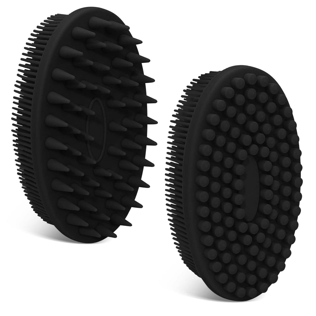 Geenoa Soft Silicone Body Scrubber 2Pcs - Dual-Sided Loofah, Gentle Shower Brush, Black