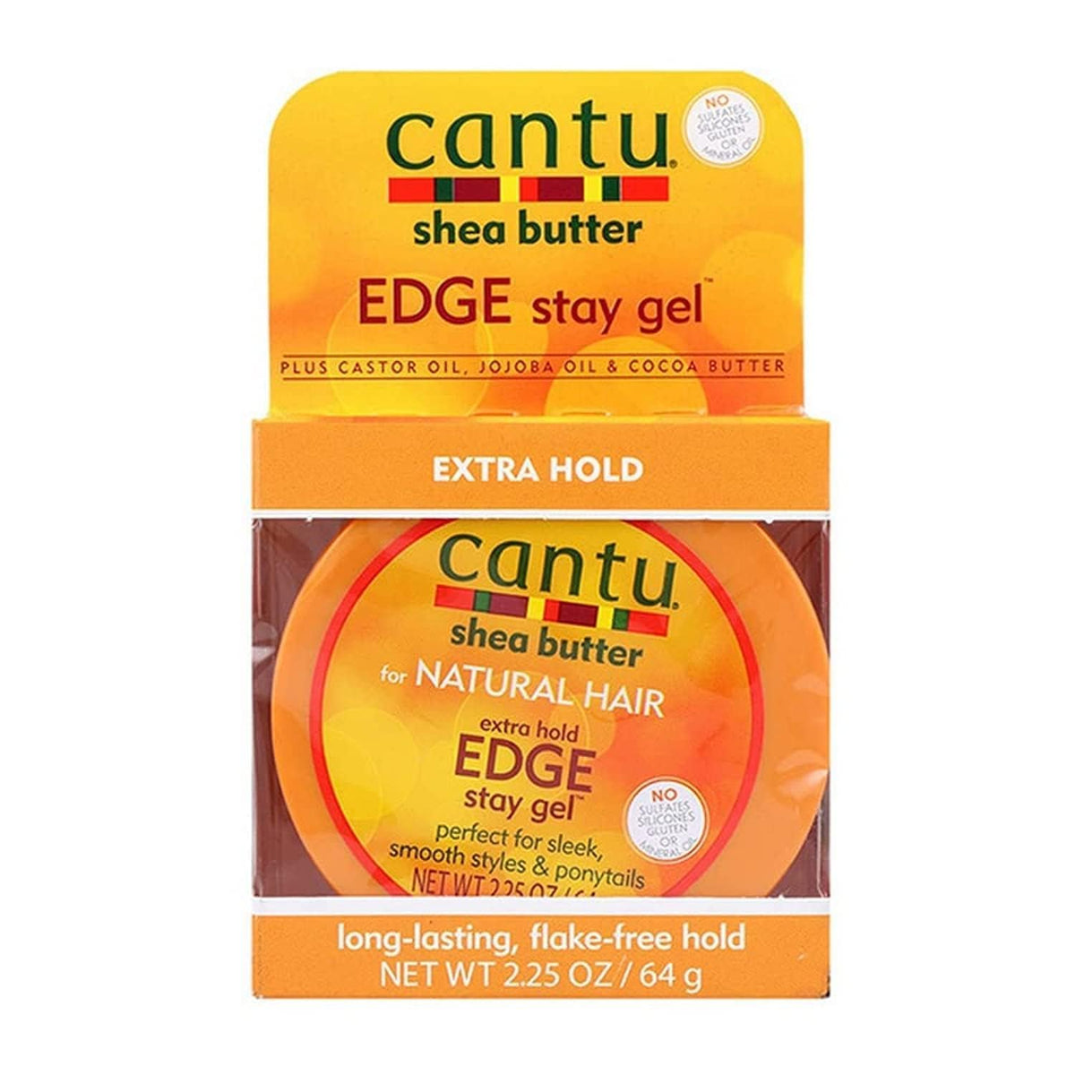 Cantu Extra Hold Edge Stay Gel - 2.25 Ounce Cream For Strong Hold And Smoothing