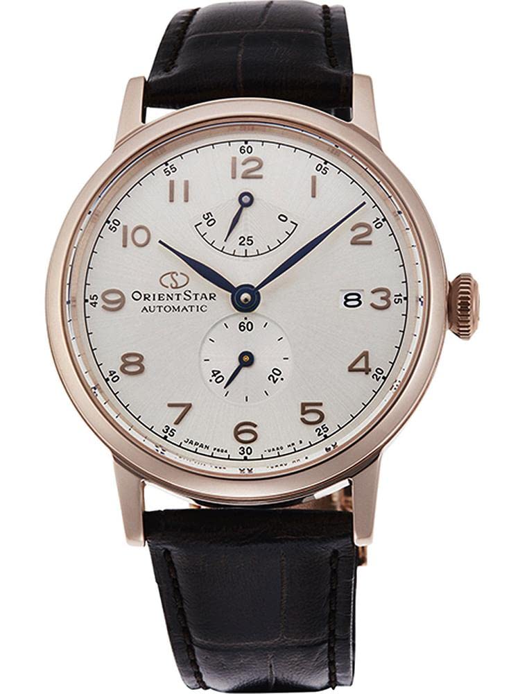 Orient Star Men'S Automatic Watch - Silver Dial, Brown Leather Strap, Gold-Tone Finish