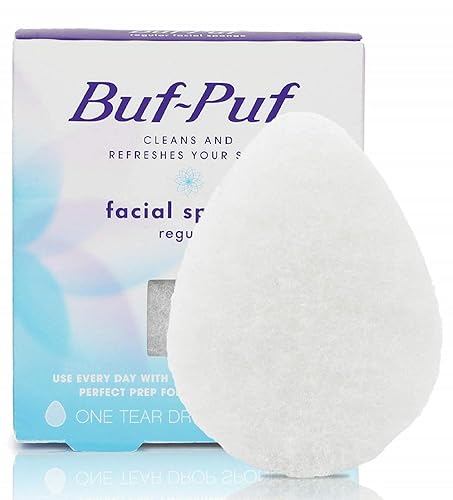 Buf-Puf Facial Sponge, Reusable Exfoliating Tool For Deep Cleansing & Makeup Removal, White